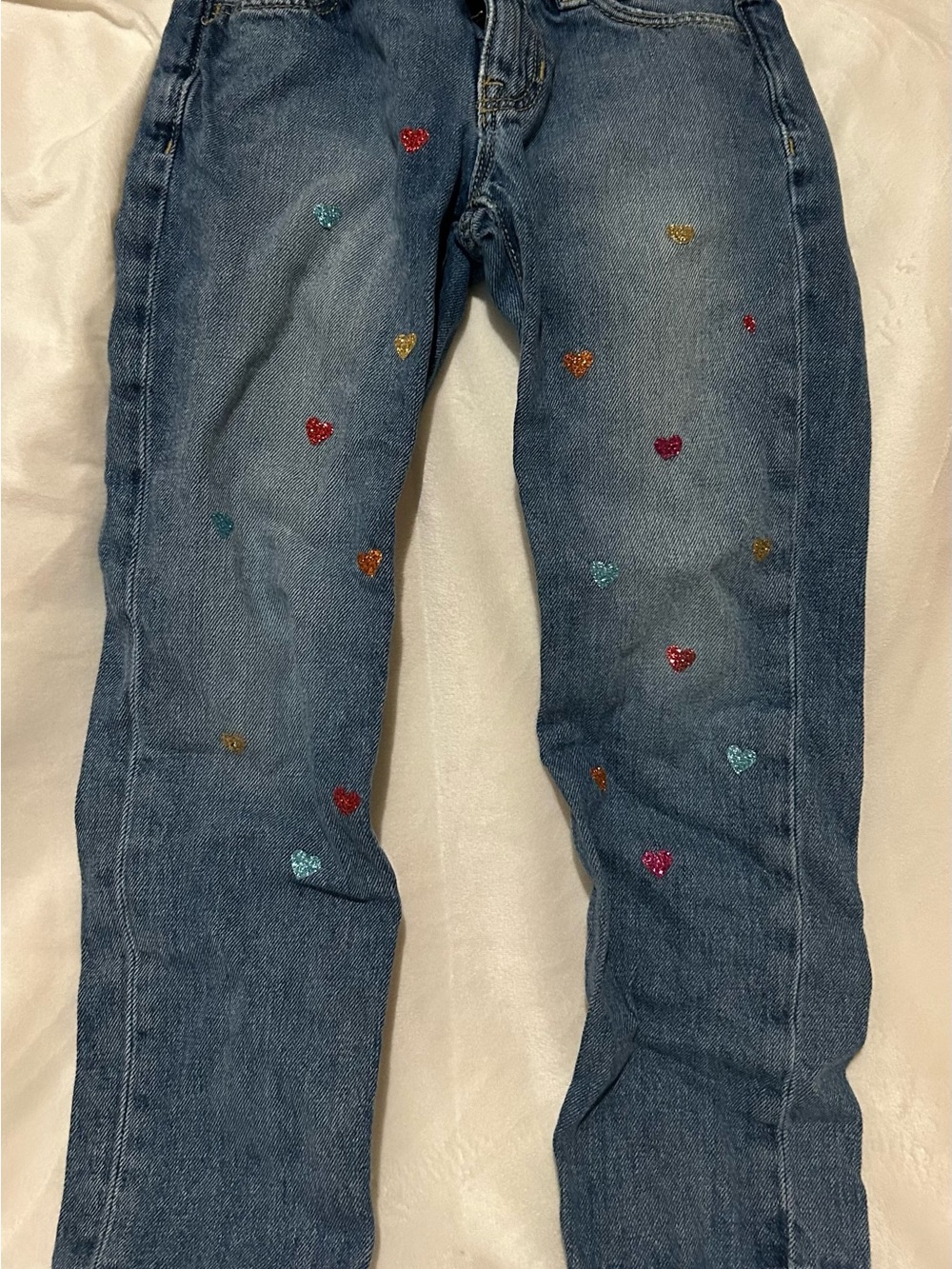 GAP Blue Skinny Jeans with Multicolor Heart Embroidery